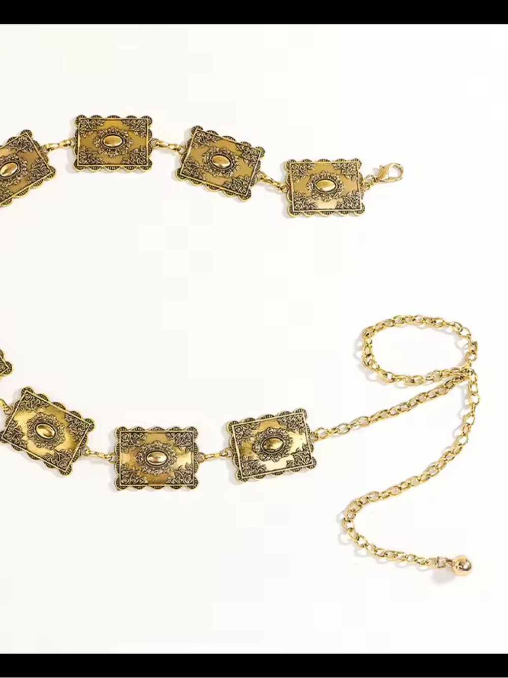 Gold Filigree Square Medallion Chain Belt - Picture 4 of 4